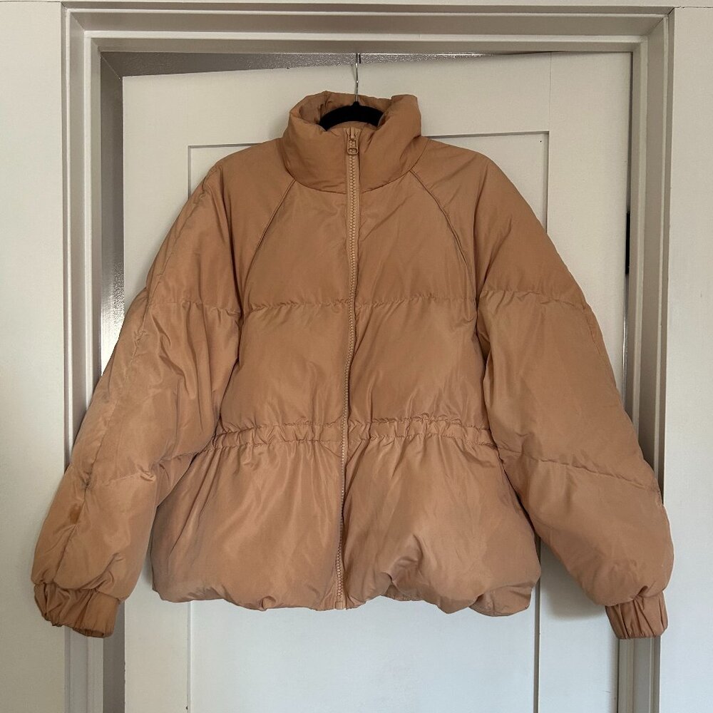 GANNI Whitman Puffer Down Jacket Beige Size 40